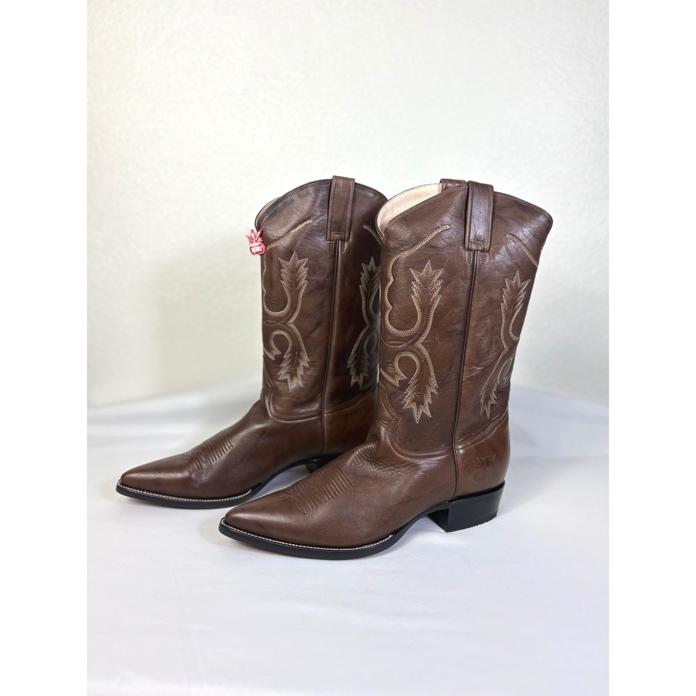 NEW Rudel Brown Leather Embroidered Pointy Toe Cowboy Boots Men Size 13 Western